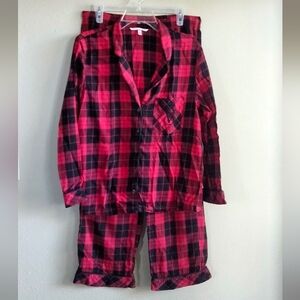 Victoria's Secret Size Small Buffalo Check Red and Black Pajama Set Shirt + Pant